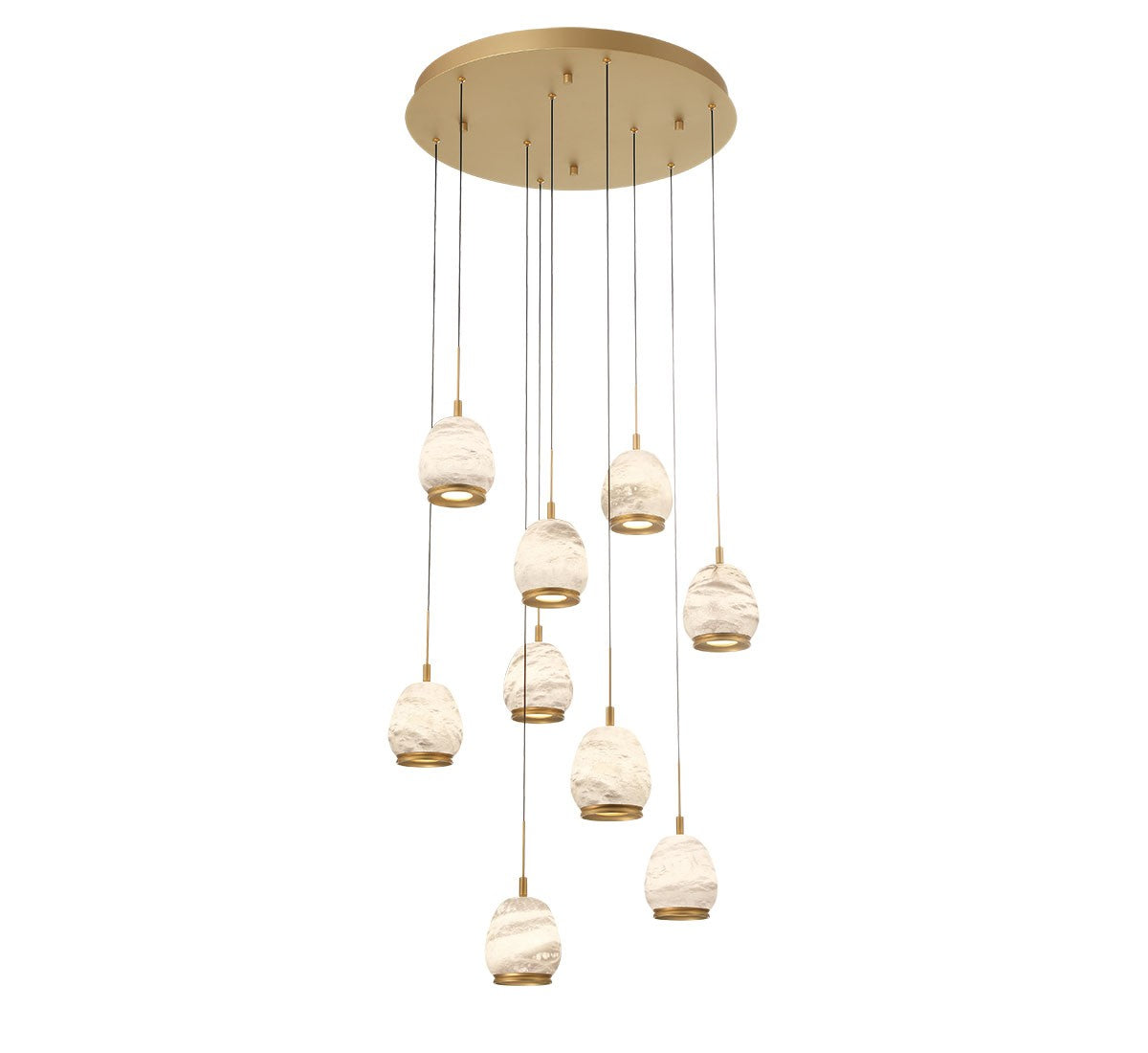 Lib & Co. Lucidata LED chandelier with modern lighting design featuring sleek glass and metal elements.