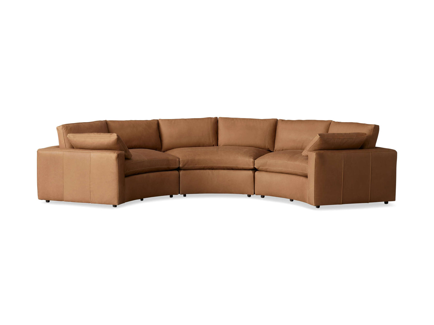 Beale Leather Three-Piece Curved Sectional