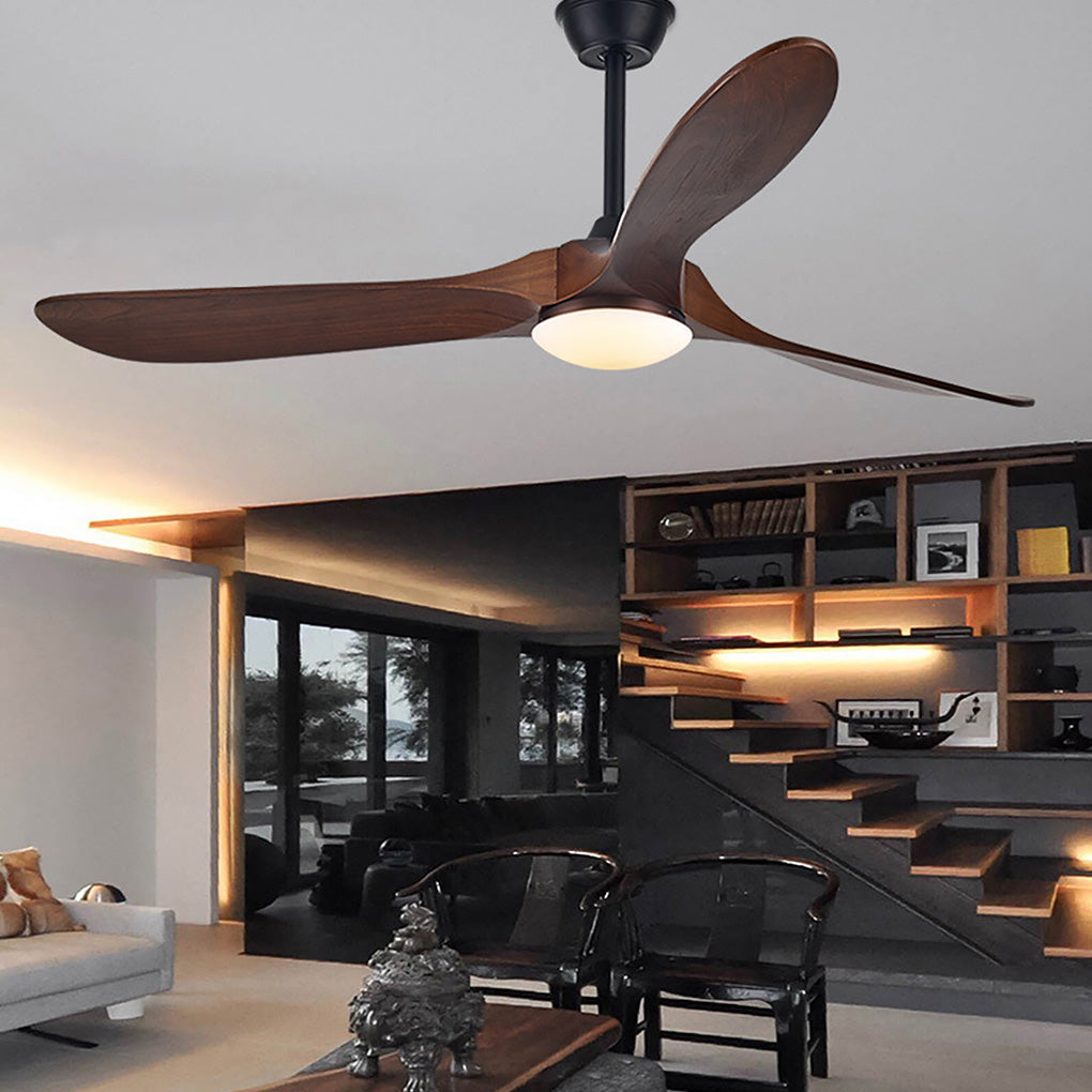 Retro Solid Wood Frequency Conversion Silent Dimming Ceiling Fan with Lights