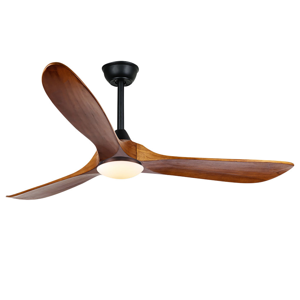 Retro Solid Wood Frequency Conversion Silent Dimming Ceiling Fan with Lights