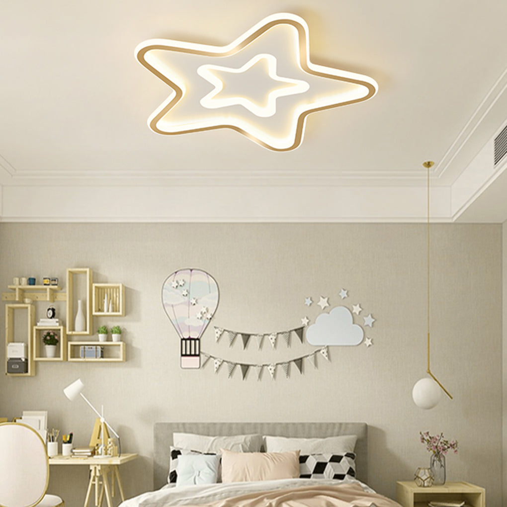 Nordic Simple LED Ultra-thin Five Pointed Star Ceiling Light Kid's Bedroom Lamp