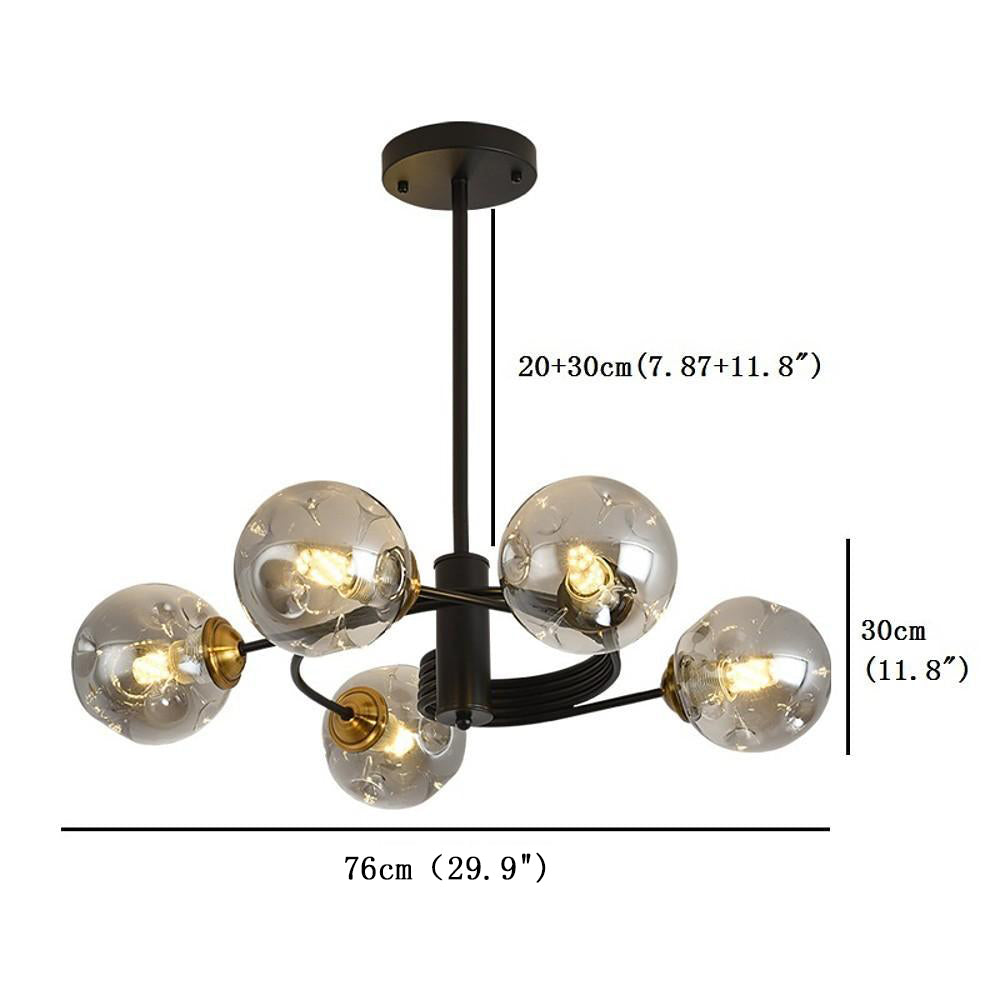 Swirling Nordic Globe Bubble Chandelier Metal Glass Bedroom Chandelier