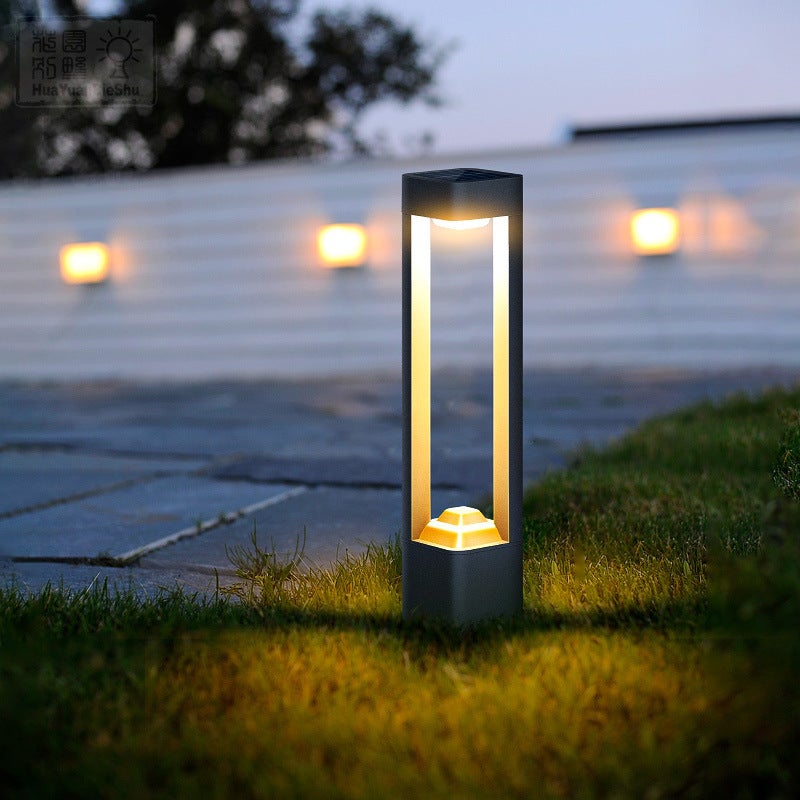 Square Unique Hollow Aluminum Waterproof Modern Smart Solar Lights Outdoor