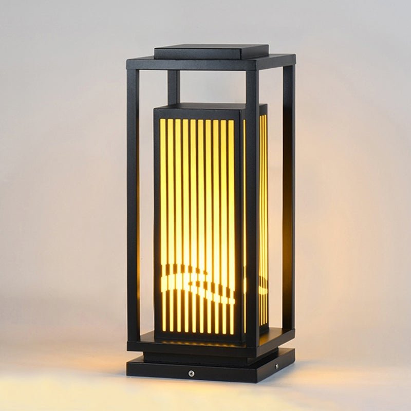 Minimalist Striped Decor LED Black Modern Solar Lights Outdoor Lanterns