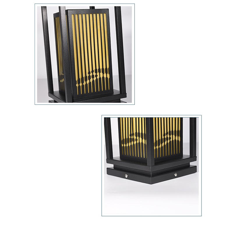 Minimalist Striped Decor LED Black Modern Solar Lights Outdoor Lanterns