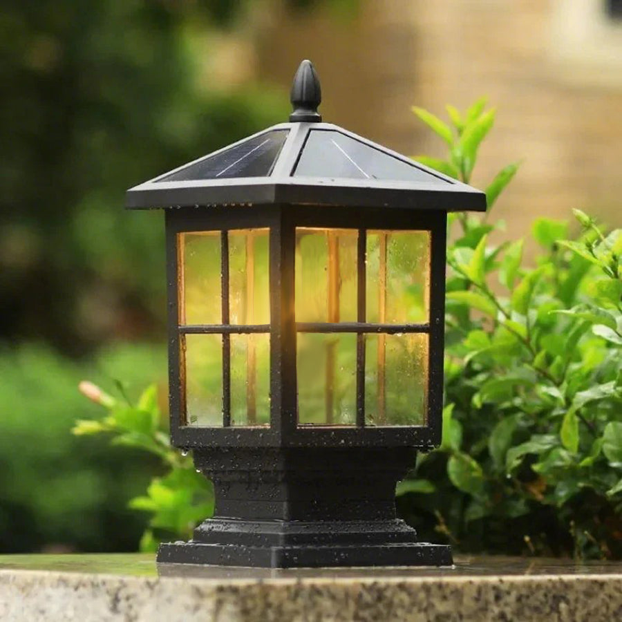 Traditional Square Waterproof LED Black Classic Solar Post Caps Lights