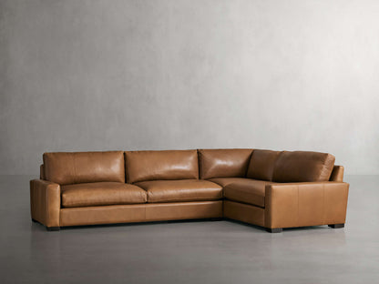 Remington Leather Two-Piece Sectional in Saratoga Chocolate