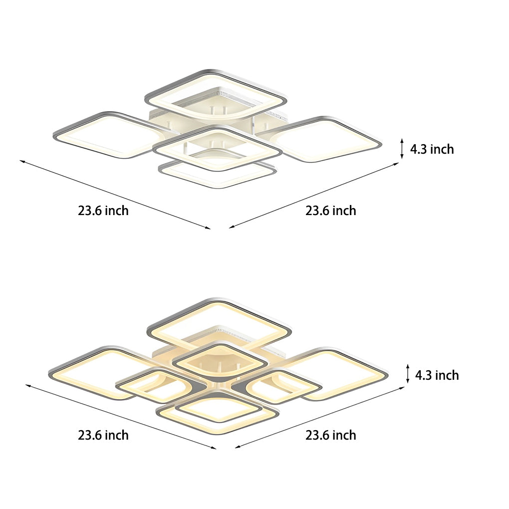 Square Creative Stepless Dimming with Remote Modern Ceiling Light Fixture