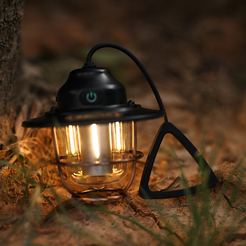 Round LED Waterproof USB Rechargeable Retro Outdoor Light Camping Lamp