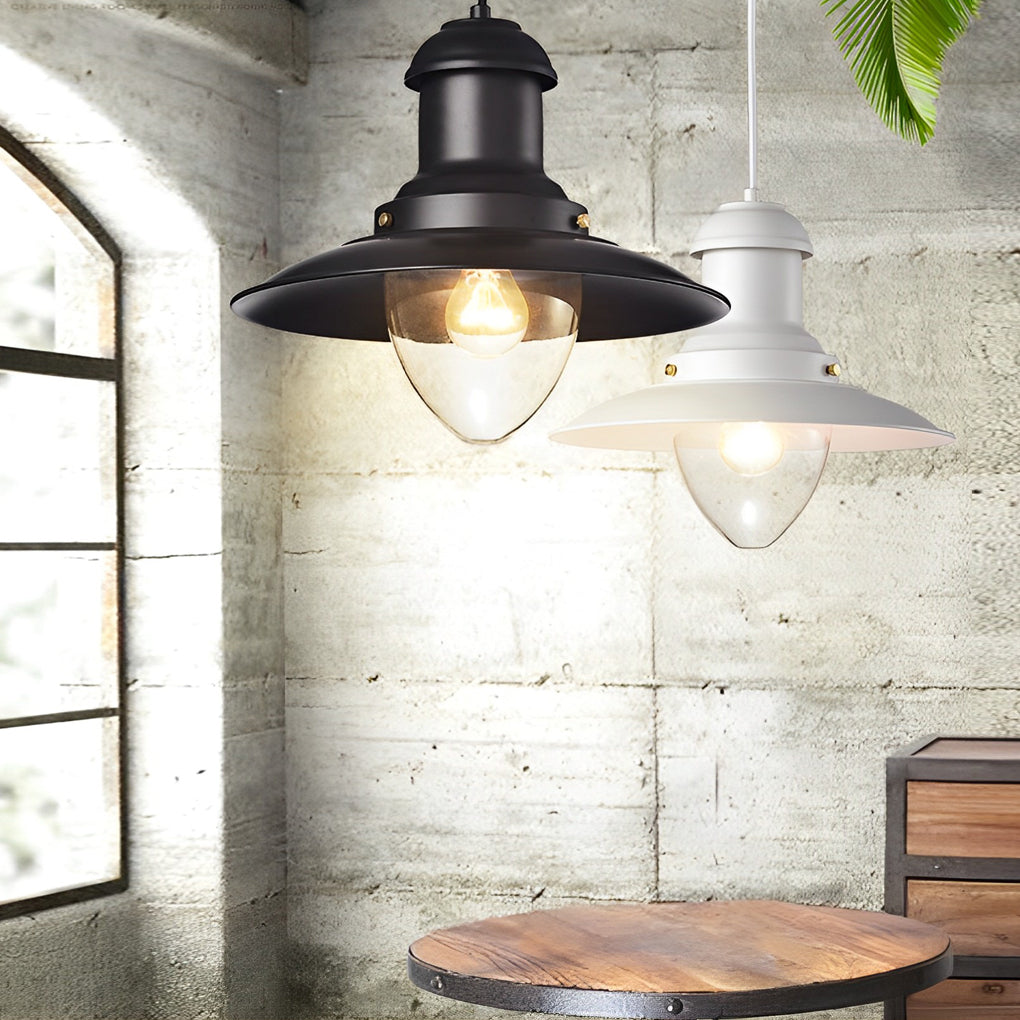 Round Retro Metal Hat Industrial Style Small Chandelier Pendant Lights