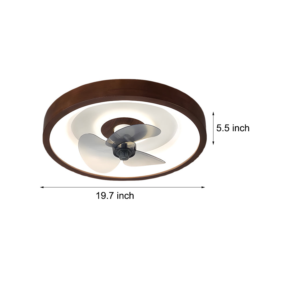 19.7-in Walnut 6-Speed Flush Mount Ceiling Fans With LED Light and Remote