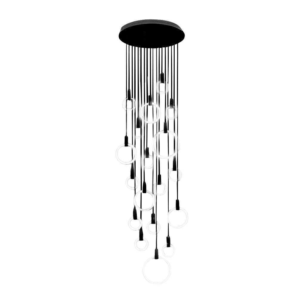 Minimalist Rings Stepless Dimming LED Nordic Duplex Stair Chandelier