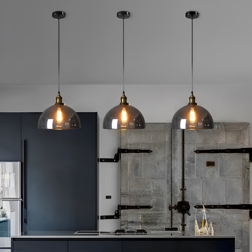 Retro Creative Glass Electroplated Smoke Gray Industrial Pendant Lamp