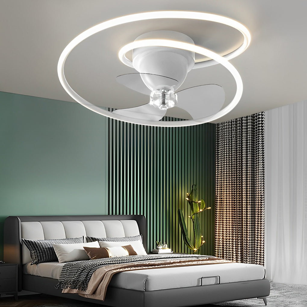 Smart 360° Rotating LED Stepless Dimming Timing Modern Ceiling Fans Light