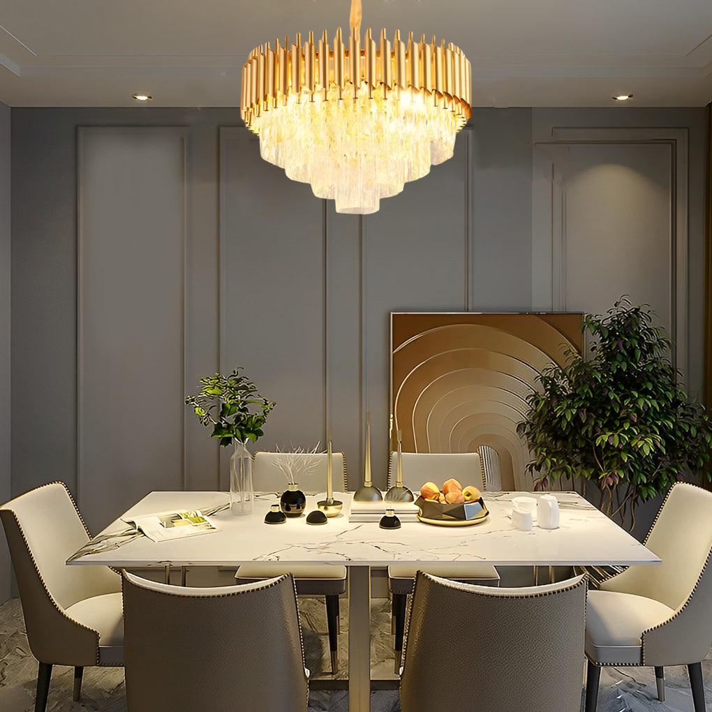 Round Oval Crystal Three Step Dimming Luxury Post-Modern Chandelier