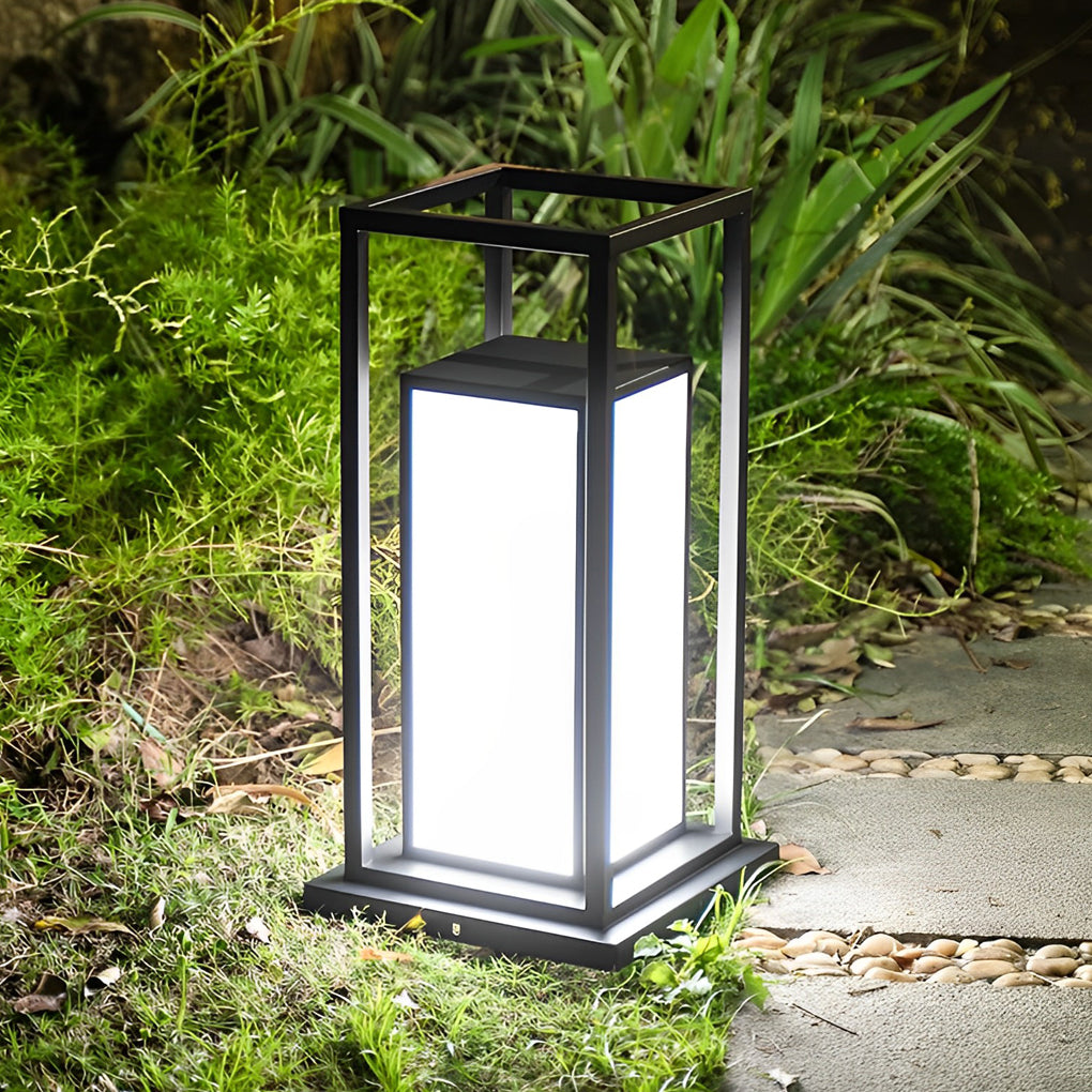 Outdoor Waterproof LED Black Modern Solar Fence Post Lights Pillar Lamp