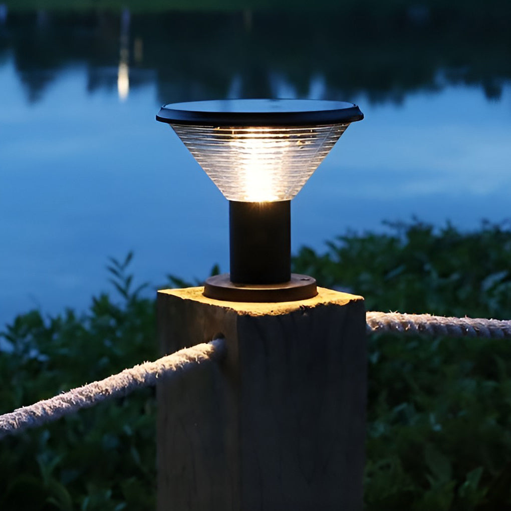 Circular Waterproof Intelligent Light Control Solar Fence Post Lights