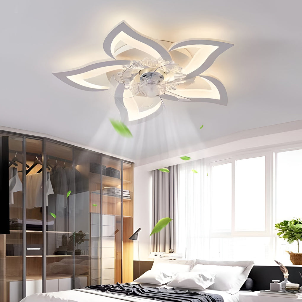 Creative Flower Shaped Three Step Dimming LED Nordic Ceiling Fan Lights