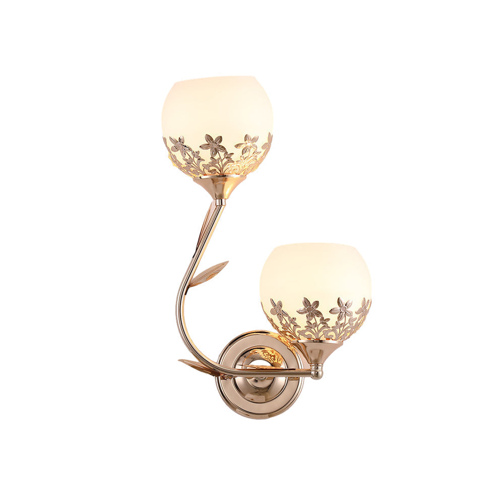 2-Light Glass Flower LED Simple European Style Wall Sconces Lighting