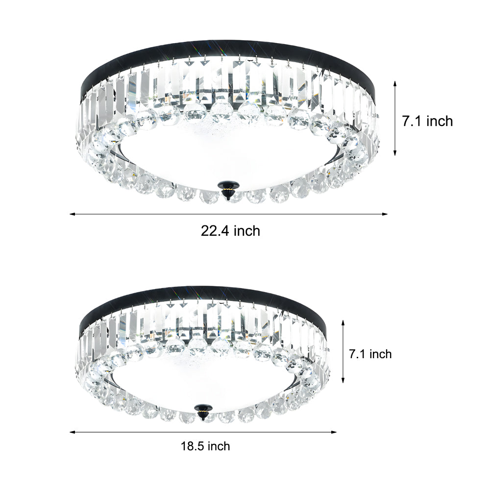 Round Crystal LED 3 Step Dimming Luxury American Style Ceiling Lights