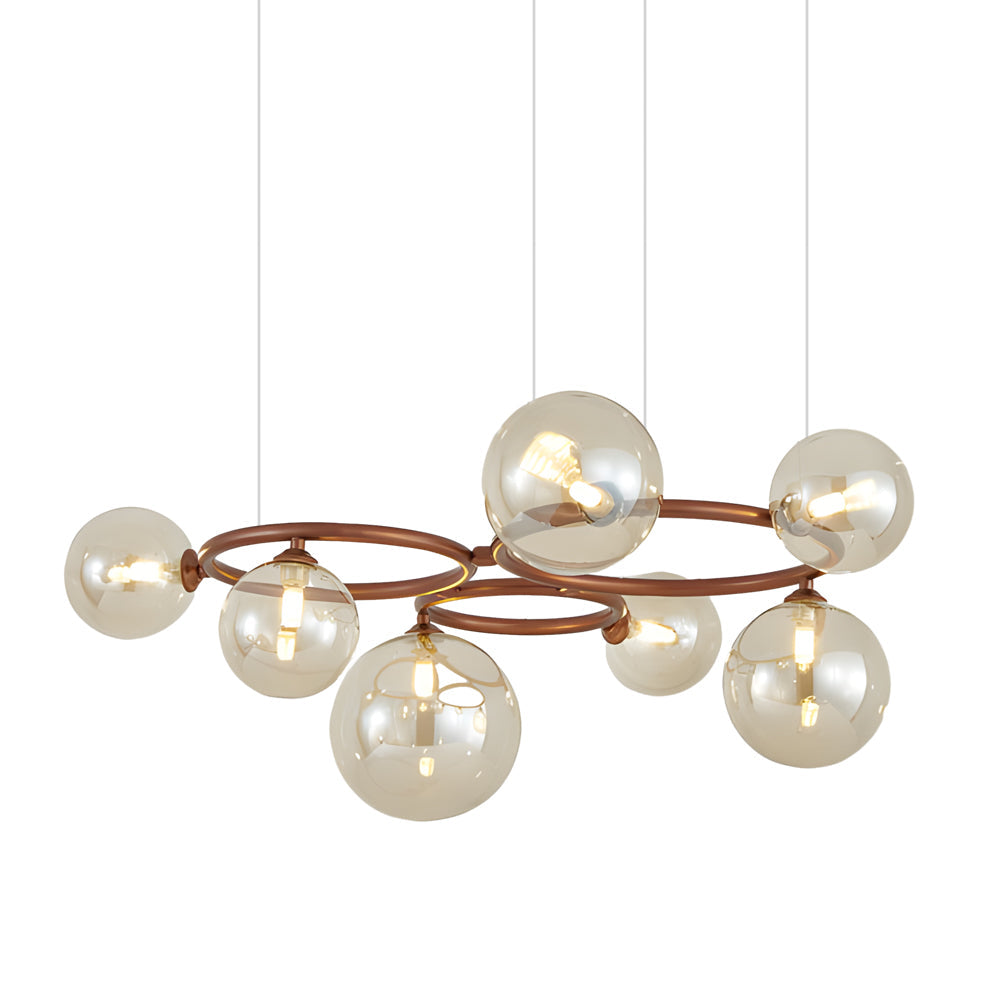 5/7/9-Light Glass Ball Circular Contemporary Chandelier with 3 Step Dimming