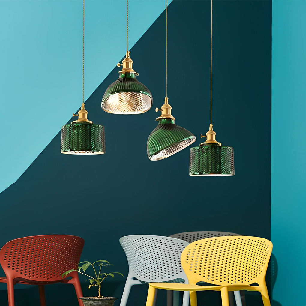 Creative Personality LED Copper Glass Green Retro Nordic Pendant Lights