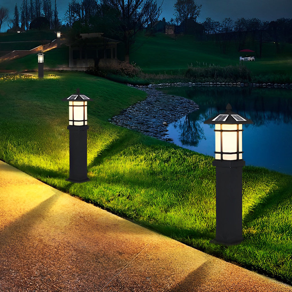 Waterproof LED Intelligent Black Modern Solar Lawn Lamp Outdoor Lights