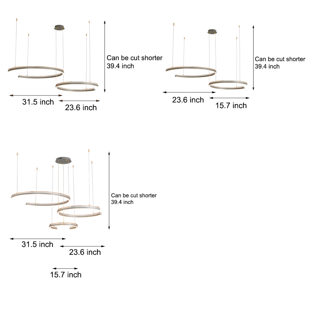 Modern Circular 2/3-Light C-Shape Suspension Ceiling Lamp