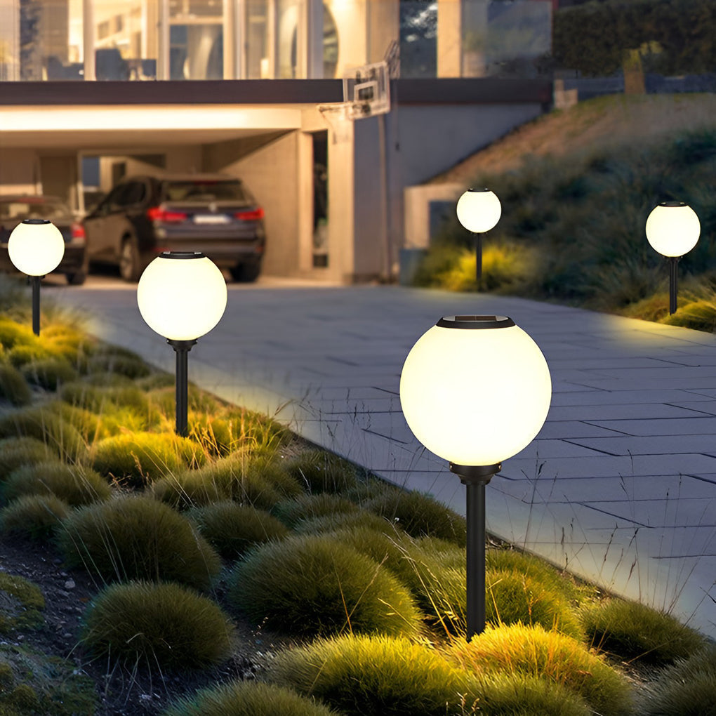 Waterproof Round LED Three Step Dimming Modern Solar Pathway Lights