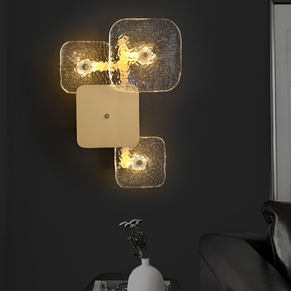 Creative Rounded Square Glass Copper LED Modern Wall Sconce Lighting