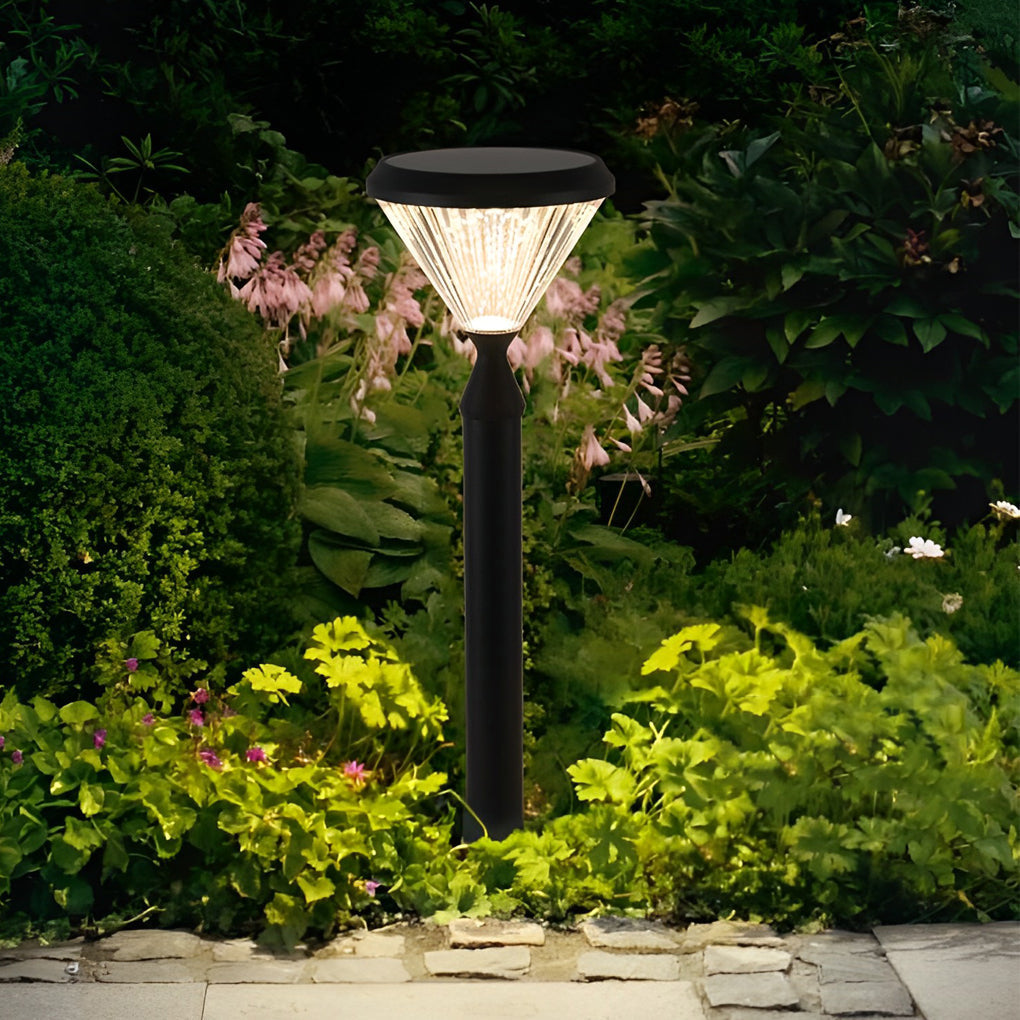 Round Waterproof Light Control LED Black Modern Solar Outdoor Lights