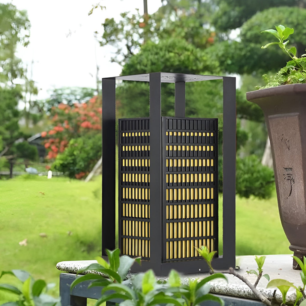 Creative Square Lantern Shaped LED Black Modern Outdoor Pathway Lights