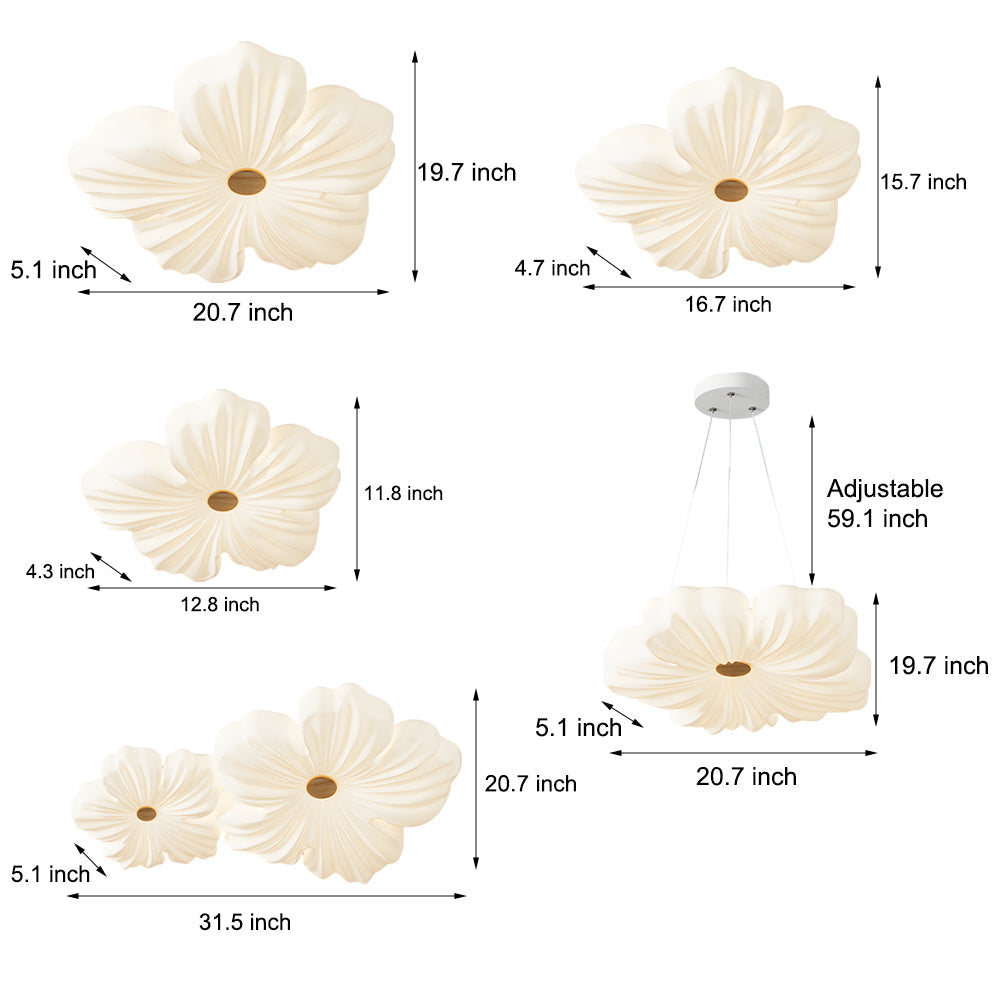 Nordic White Acrylic Flower Bedroom Ceiling Lamp - LED 3-Step Dimming