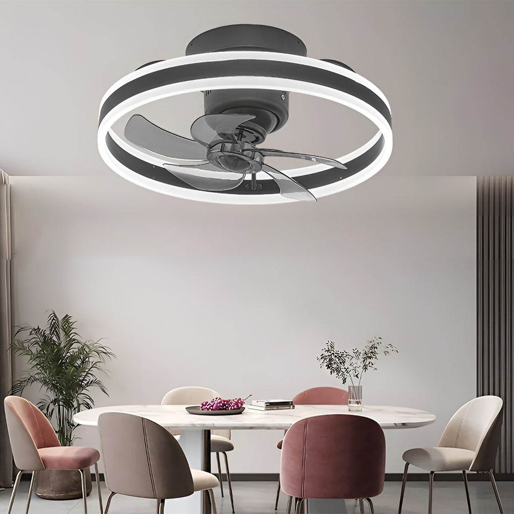 Round Stepless Dimming LED 360° Rotating Modern Ceiling Fan Light