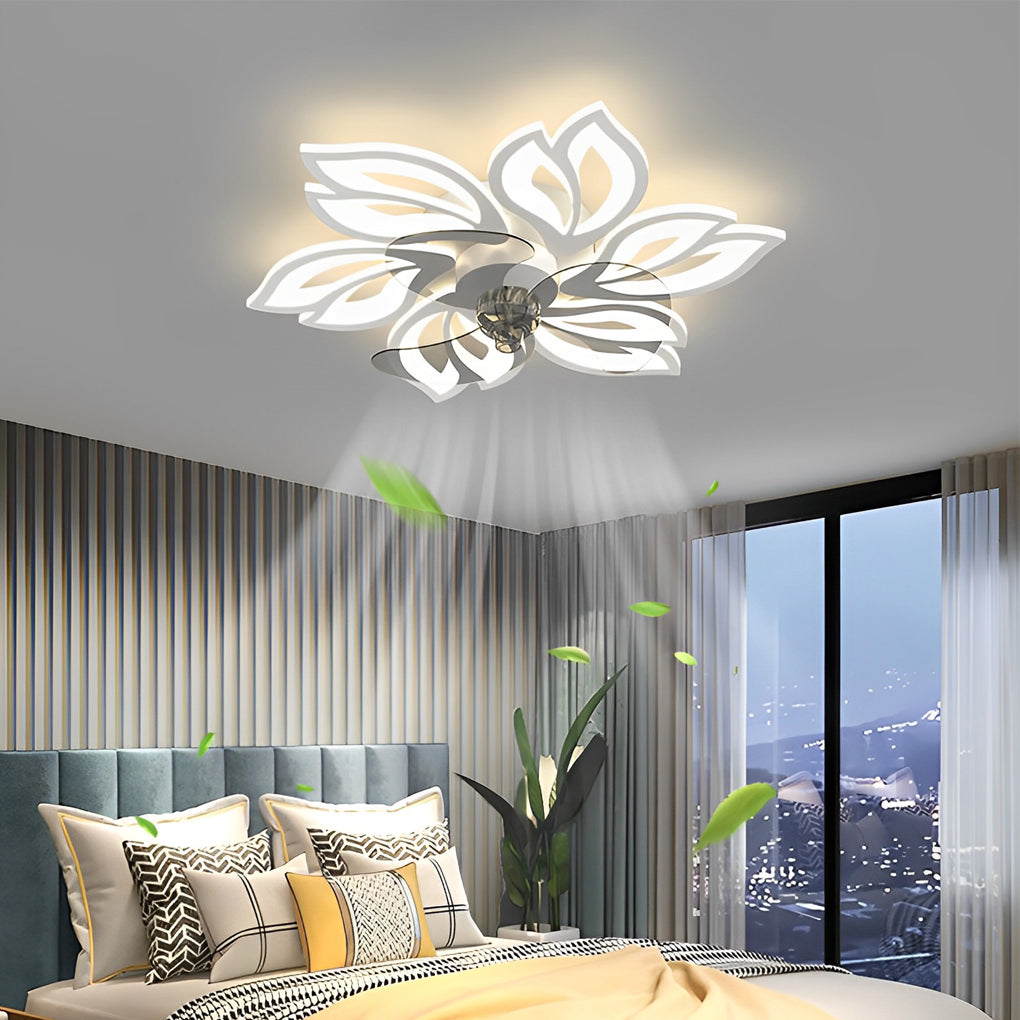 Flower Smart Silent Stepless Dimming LED Modern Ceiling Fan Light