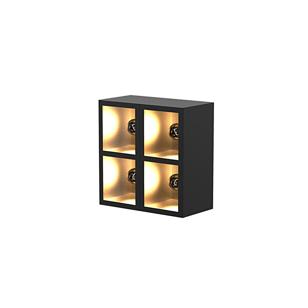 Waterproof Creative Square Combination LED Black Wall Lamp with Flowerpot