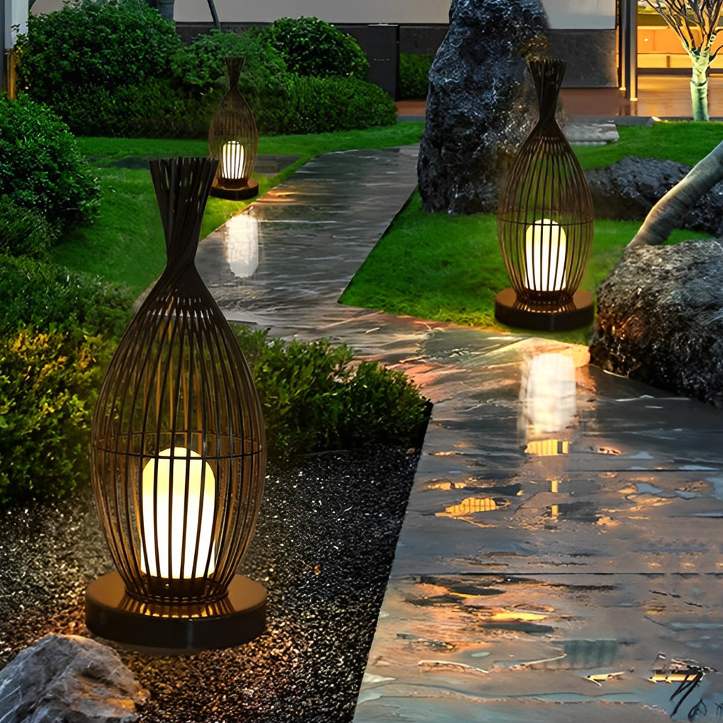 Industrial Courtyard Waterproof Caged LED Floor Lamp