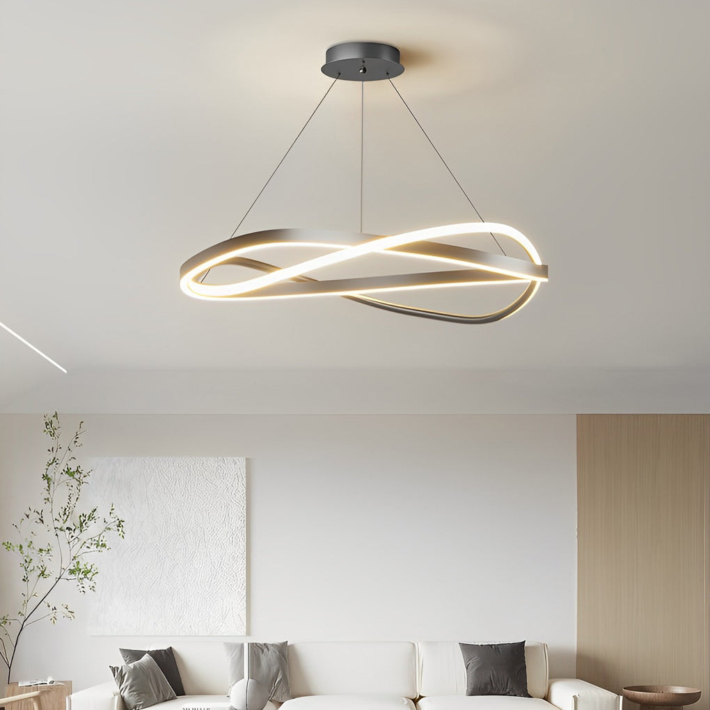 Circular Wave Rings Three Step Dimming Minimalist Nordic Chandelier