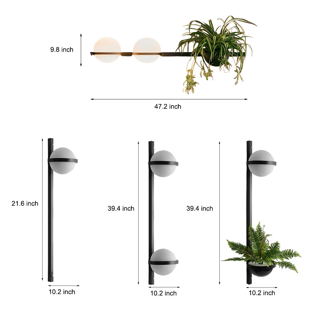 Creative Flowerpot Ball Waterproof LED Black Modern Outdoor Wall Light