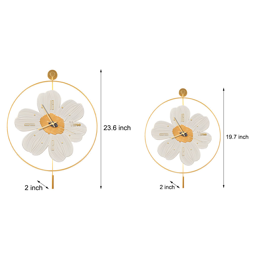 Round Metal Battery Operated LED Flower Wall Clock