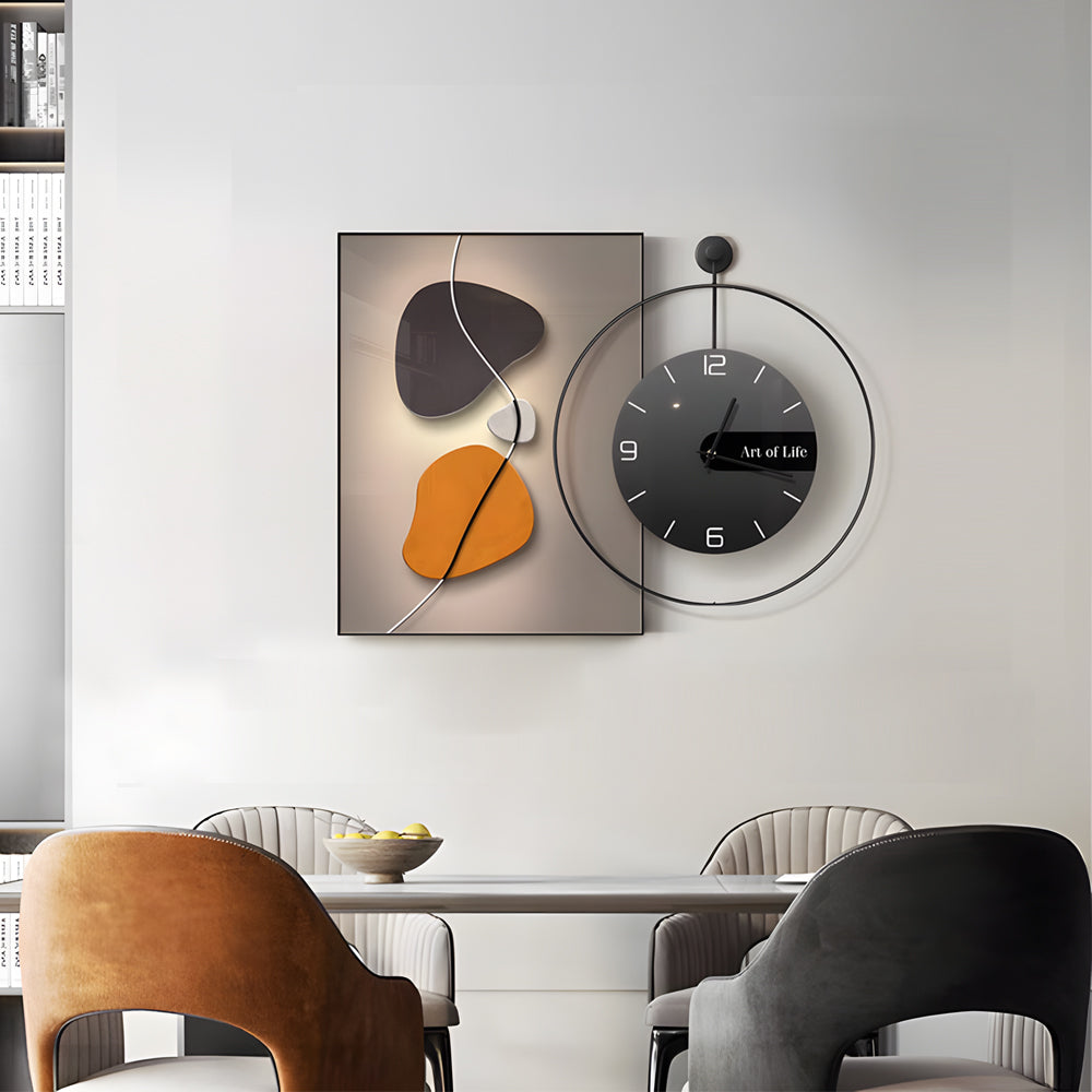 Geometric Silent Wall Clock Canvas Painting Wall Art Decor