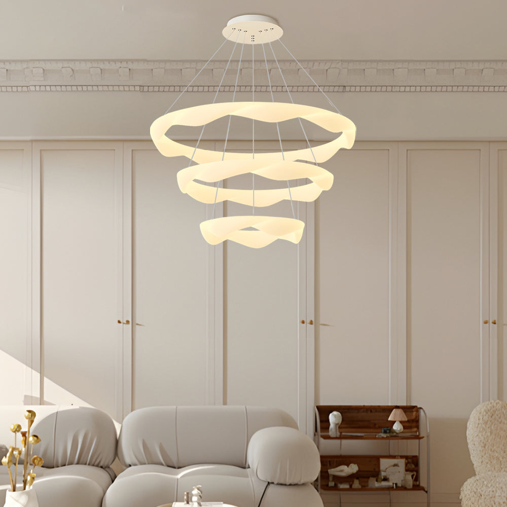 Creative Cream Style Designer Rings 3 Step Dimming Modern Chandelier