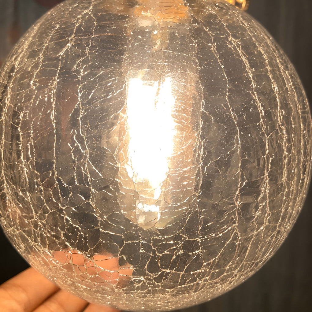 Spherical Glass Cracked Pattern LED Nordic Island Lights Hanging Ceiling Lamp