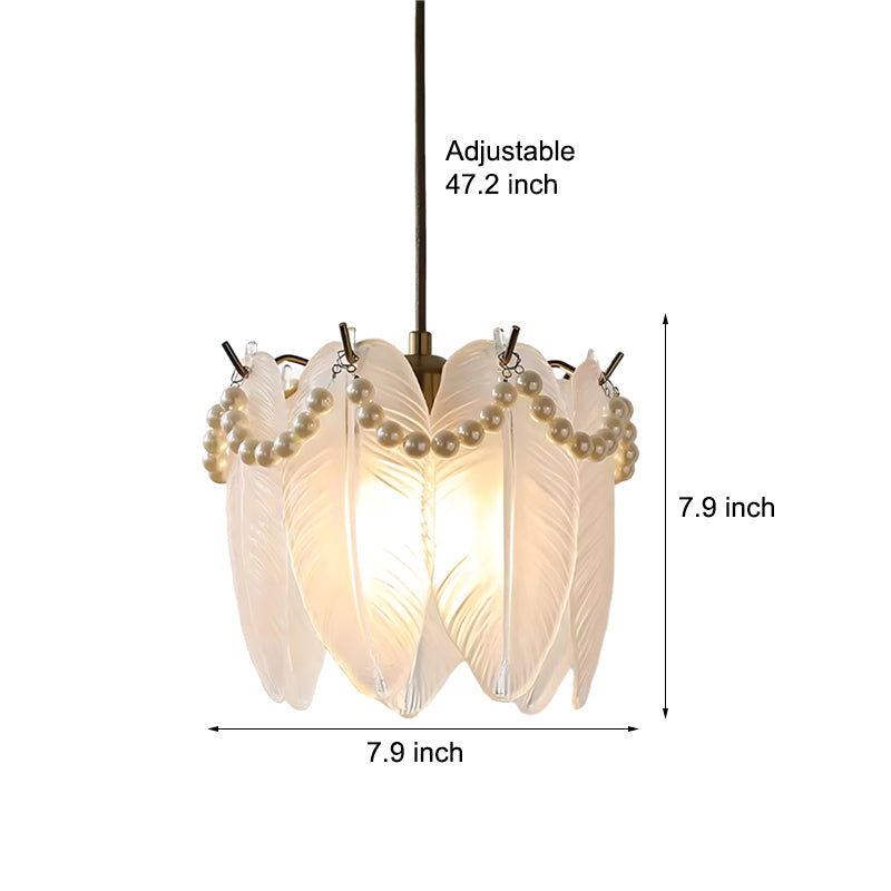 Glass Feathers Seashells Three Step Dimming French Style Chandelier