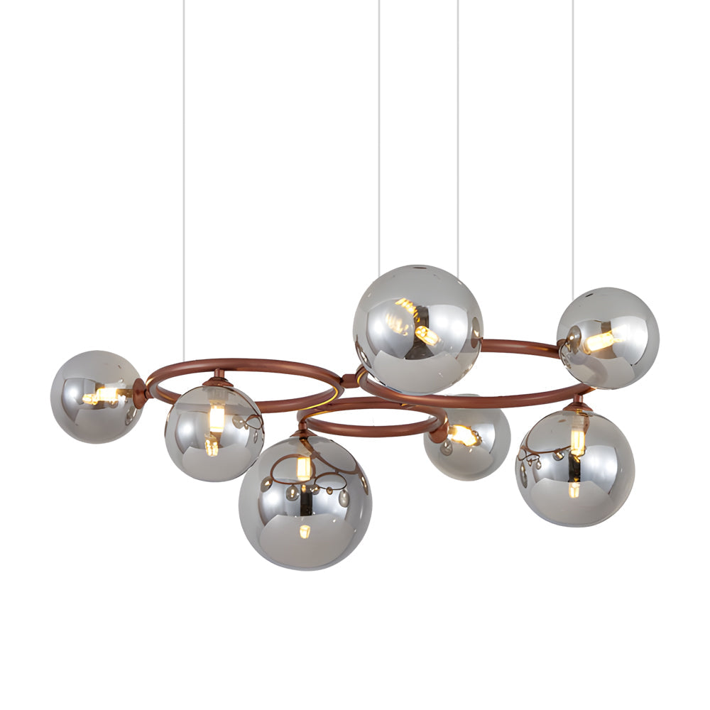 5/7/9-Light Glass Ball Circular Contemporary Chandelier with 3 Step Dimming