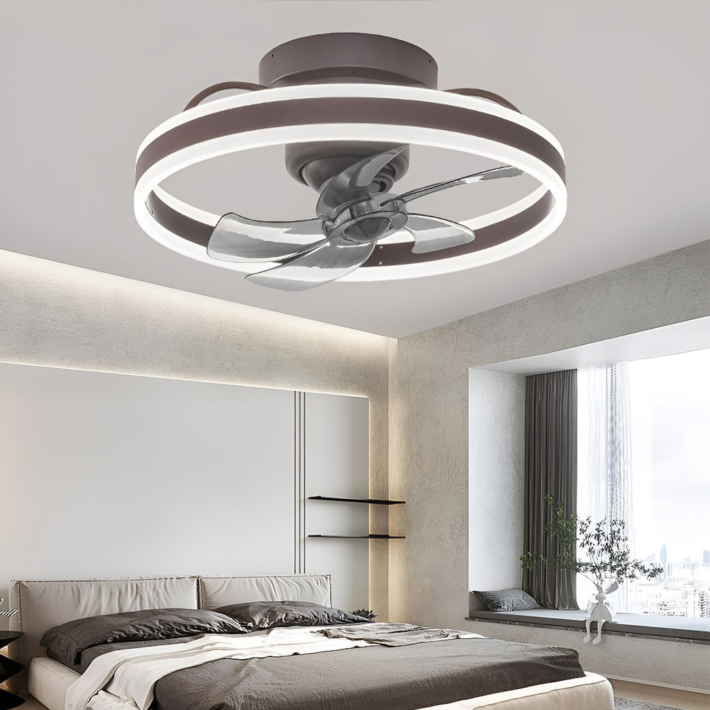 Round Stepless Dimming LED 360° Rotating Modern Ceiling Fan Light