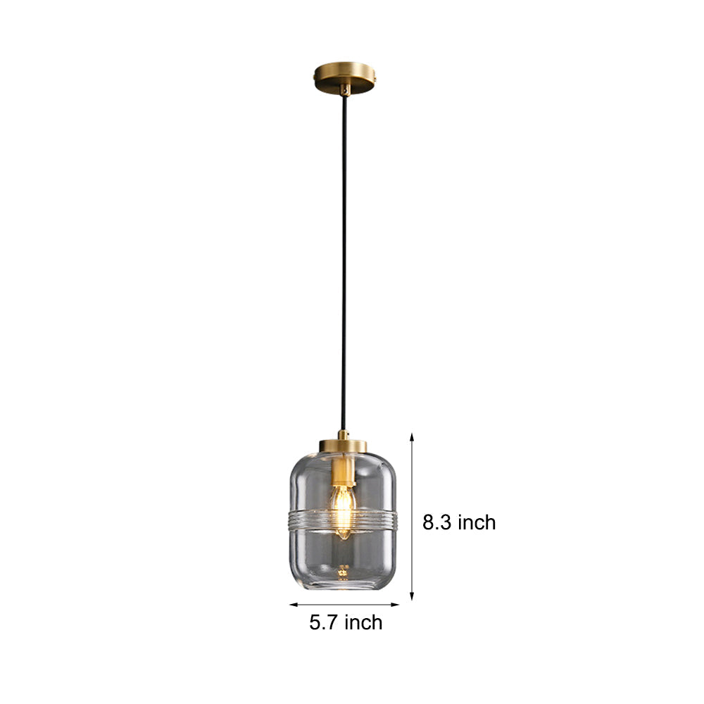 Simple Semi-Threaded Glass Three Step Dimming Copper Modern Pendant Lights