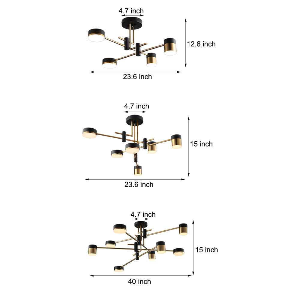 Modern 4/6/8-Light LED Dimmable Sputnik Chandelier