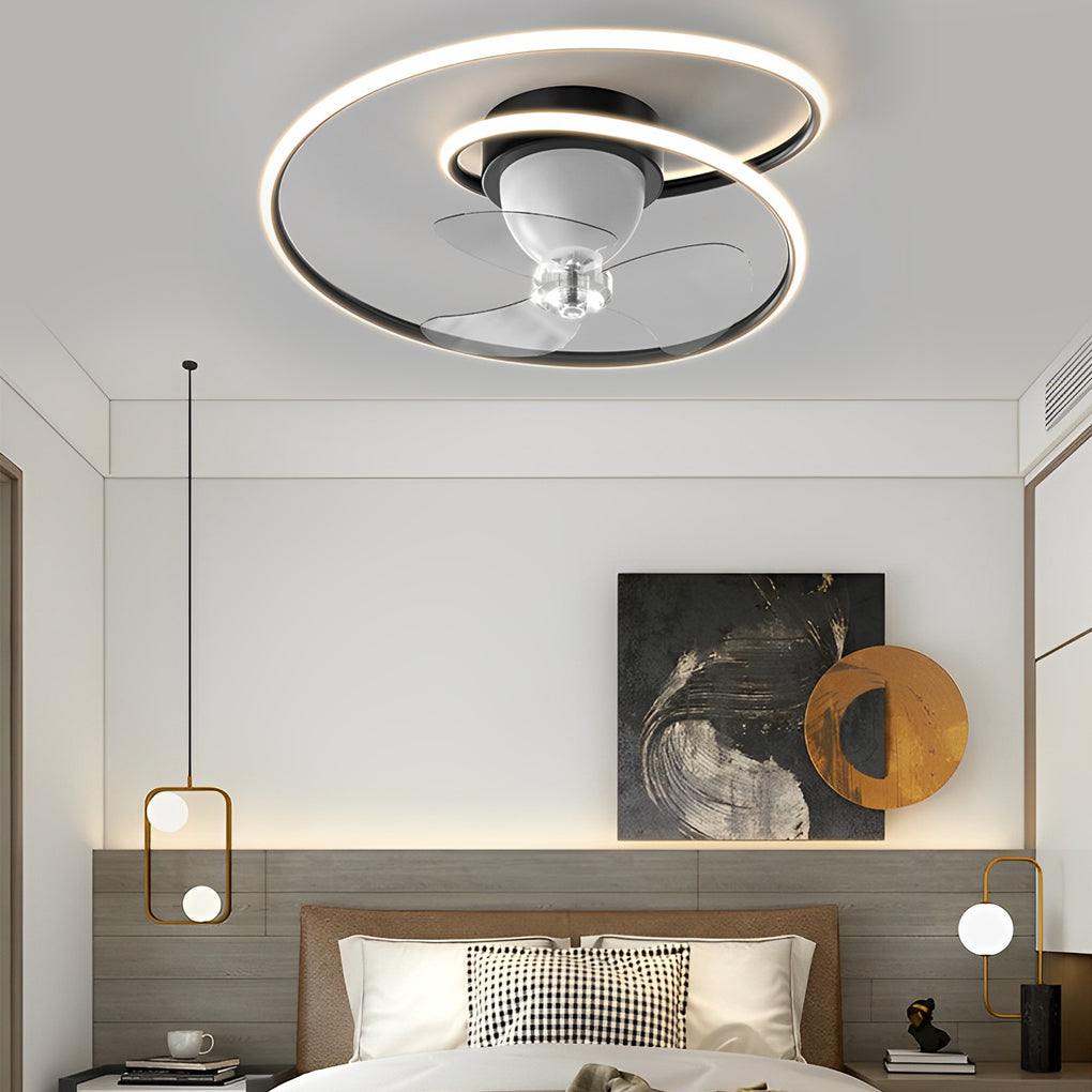 Smart 360° Rotating LED Stepless Dimming Timing Modern Ceiling Fans Light