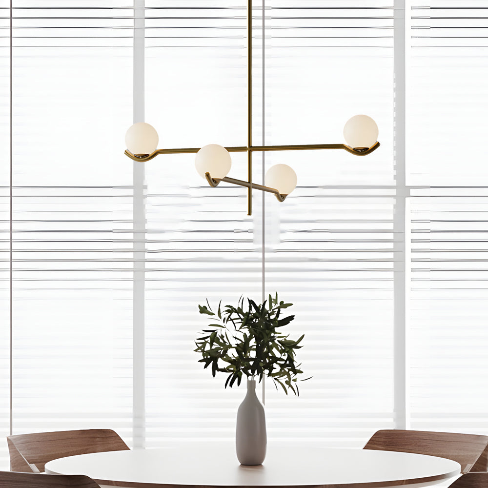 Modern Linear Glass Ball Pendant Light with 3/4/6-Light - Black/Gold